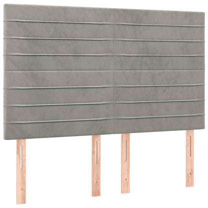 Boxspring met matras fluweel lichtgrijs 140x200 cm
