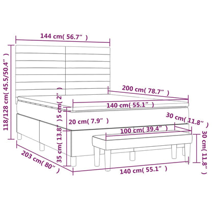 Boxspring met matras fluweel lichtgrijs 140x200 cm