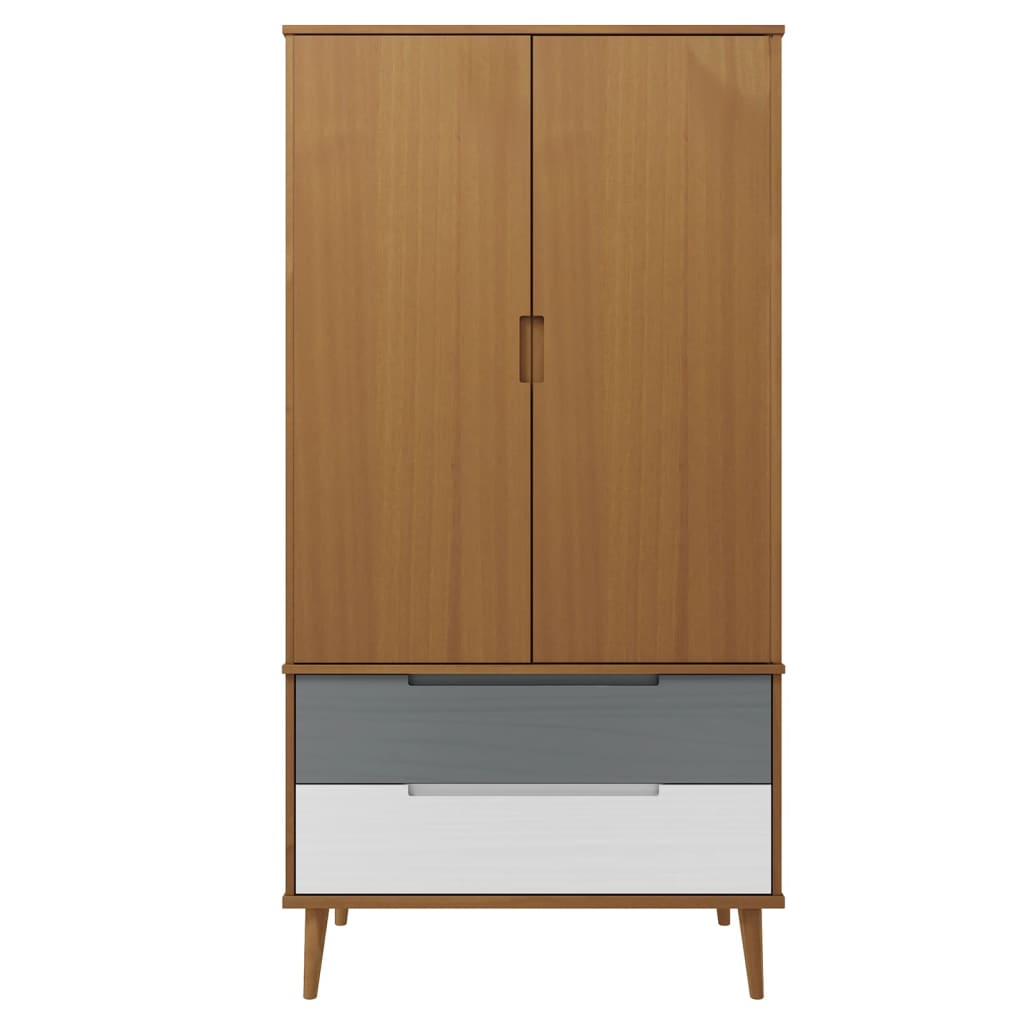 Kledingkast MOLDE 90x55x175 cm massief grenenhout bruin
