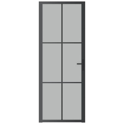 Binnendeur 76x201,5 cm matglas en aluminium zwart