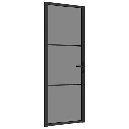 Binnendeur 76x201,5 cm ESG-glas en aluminium zwart