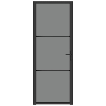 Binnendeur 76x201,5 cm ESG-glas en aluminium zwart