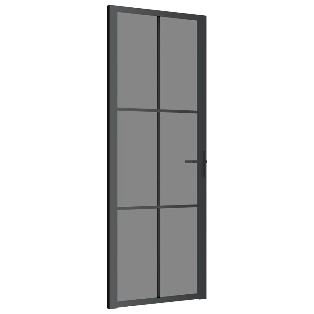 Binnendeur 76x201,5 cm ESG-glas en aluminium zwart