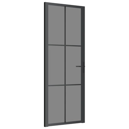 Binnendeur 76x201,5 cm ESG-glas en aluminium zwart