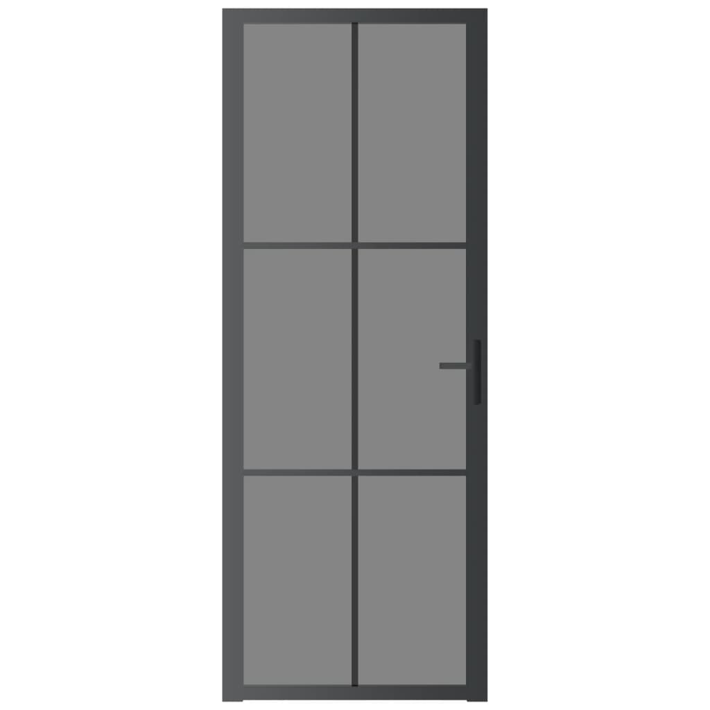 Binnendeur 76x201,5 cm ESG-glas en aluminium zwart