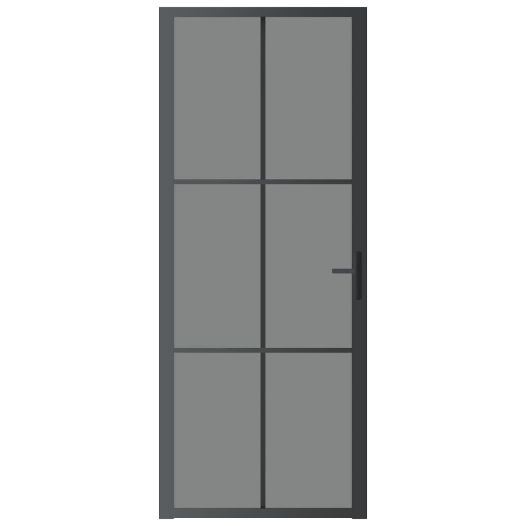 Binnendeur 83x201,5 cm ESG-glas en aluminium zwart