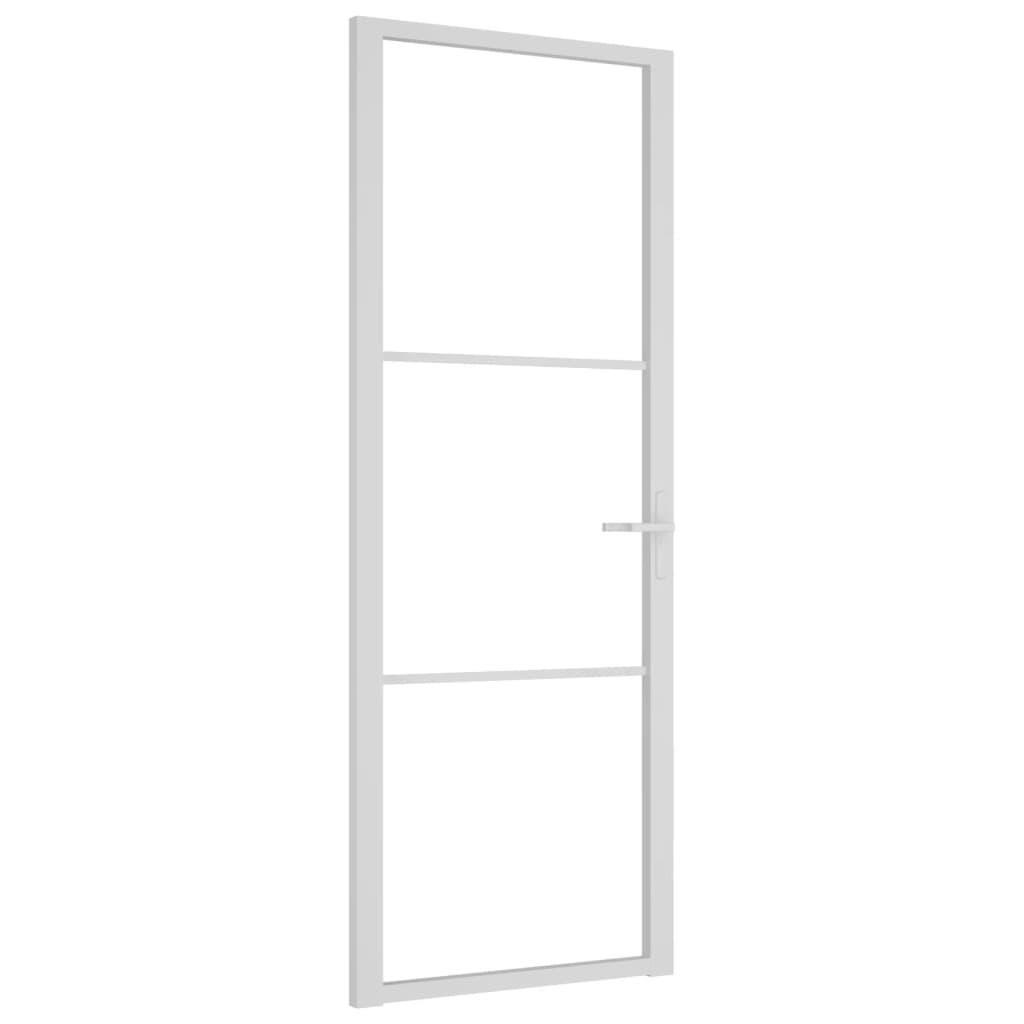 Binnendeur 76x201,5 cm ESG-glas en aluminium wit