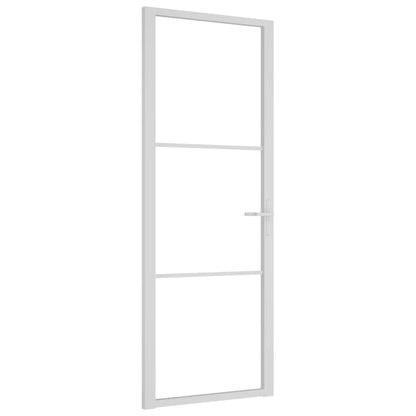 Binnendeur 76x201,5 cm ESG-glas en aluminium wit