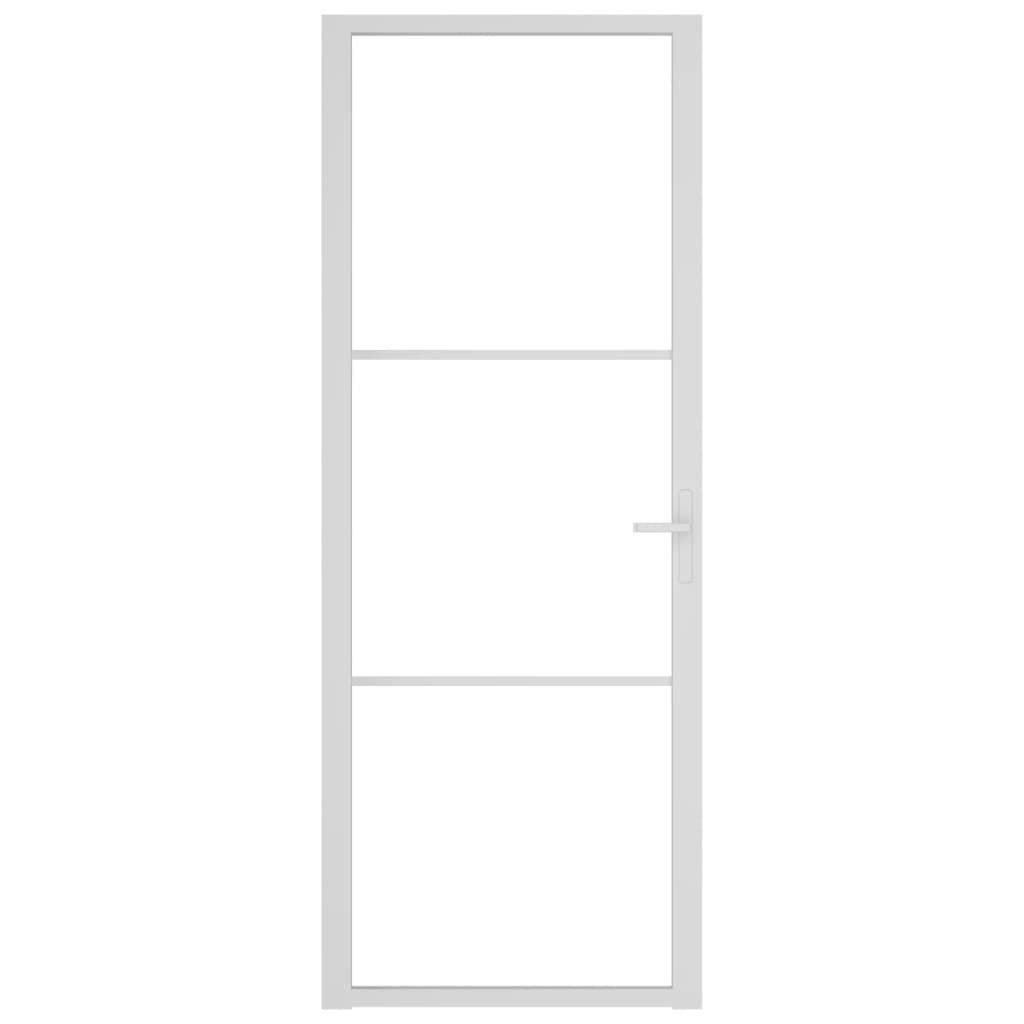 Binnendeur 76x201,5 cm ESG-glas en aluminium wit