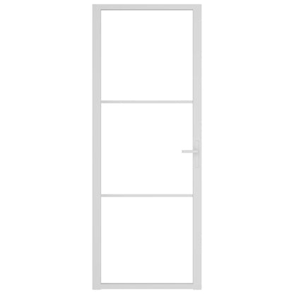 Binnendeur 76x201,5 cm ESG-glas en aluminium wit
