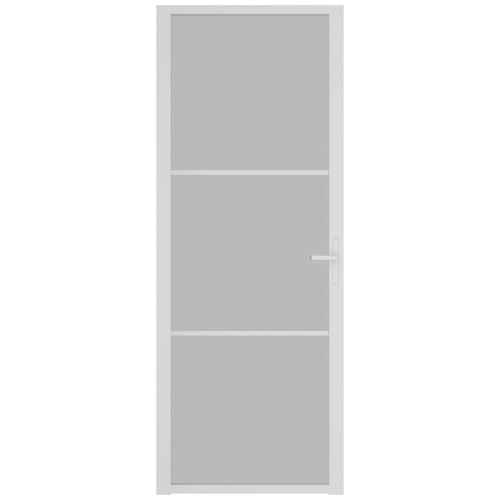 Binnendeur 76x201,5 cm matglas en aluminium wit