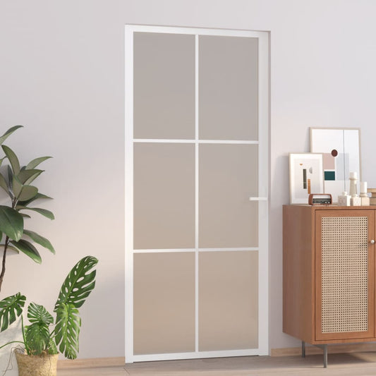 Binnendeur 93x201,5 cm matglas en aluminium wit