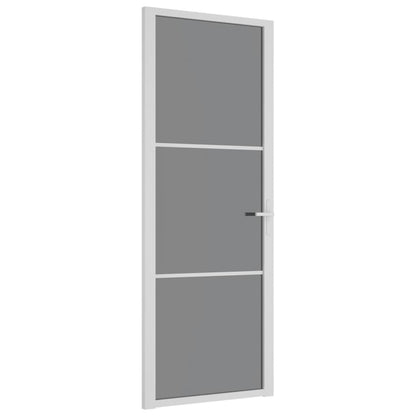 Binnendeur 76x201,5 cm ESG-glas en aluminium wit