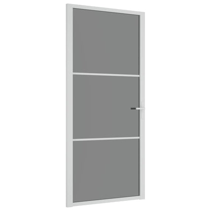 Binnendeur 93x201,5 cm ESG-glas en aluminium wit