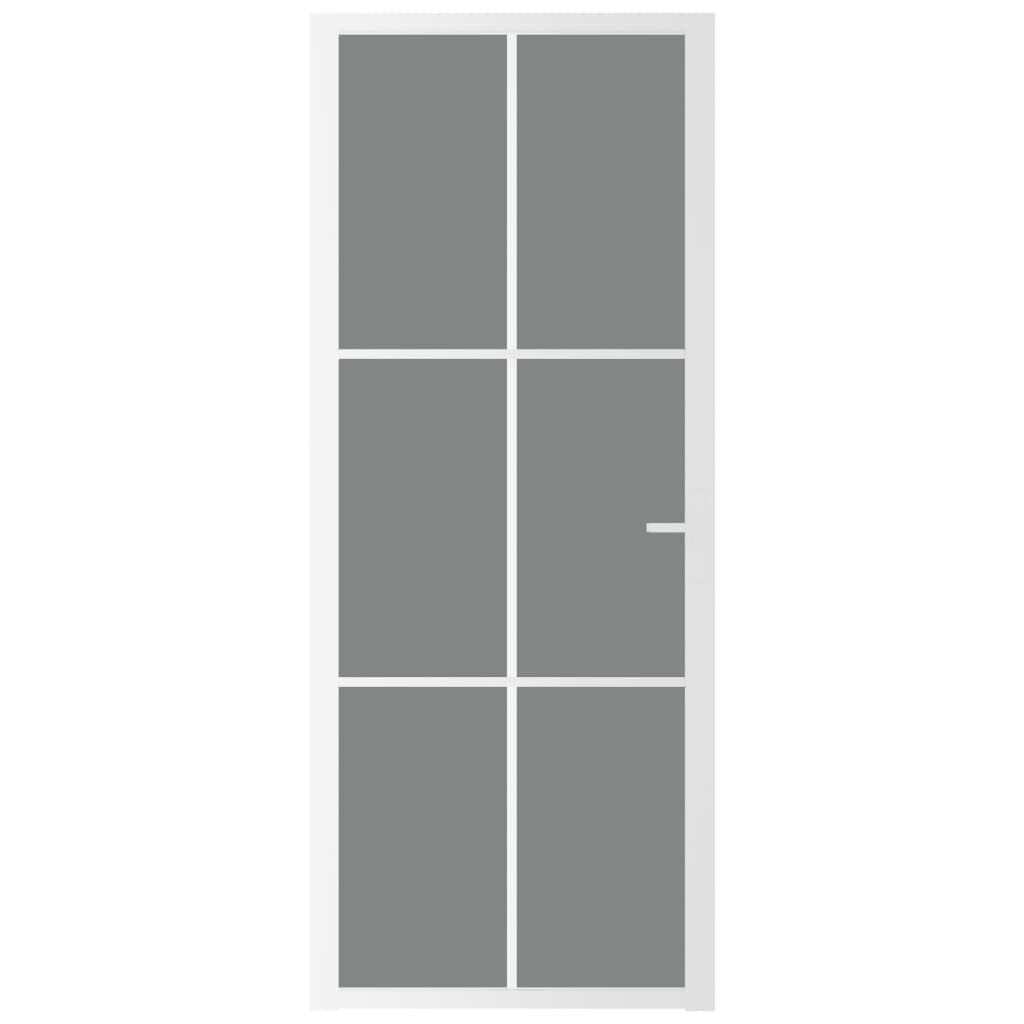 Binnendeur 83x201,5 cm ESG-glas en aluminium wit