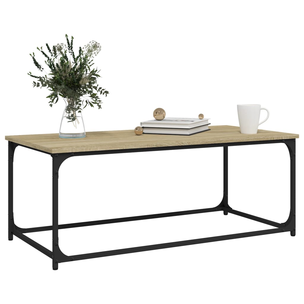 Salontafel 102x50x40 cm bewerkt hout en ijzer sonoma eikenkleur