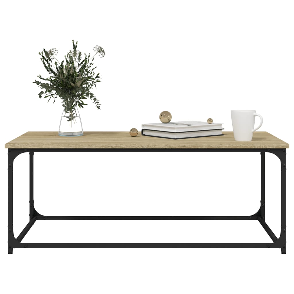 Salontafel 102x50x40 cm bewerkt hout en ijzer sonoma eikenkleur