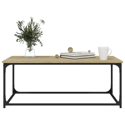 Salontafel 102x50x40 cm bewerkt hout en ijzer sonoma eikenkleur