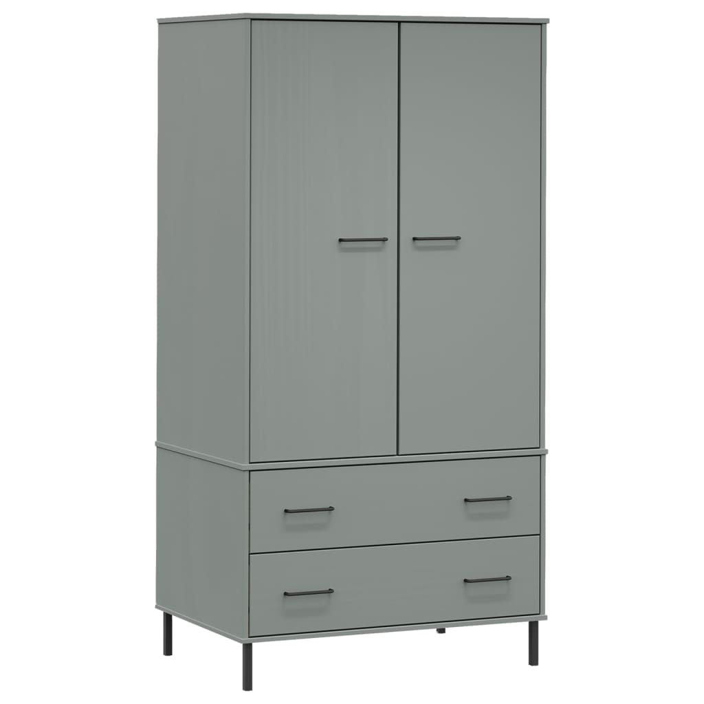 Kledingkast met metalen poten OSLO 90x55x172,5 cm hout grijs