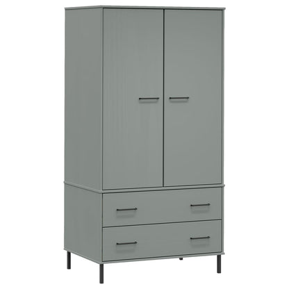 Kledingkast met metalen poten OSLO 90x55x172,5 cm hout grijs