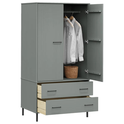 Kledingkast met metalen poten OSLO 90x55x172,5 cm hout grijs