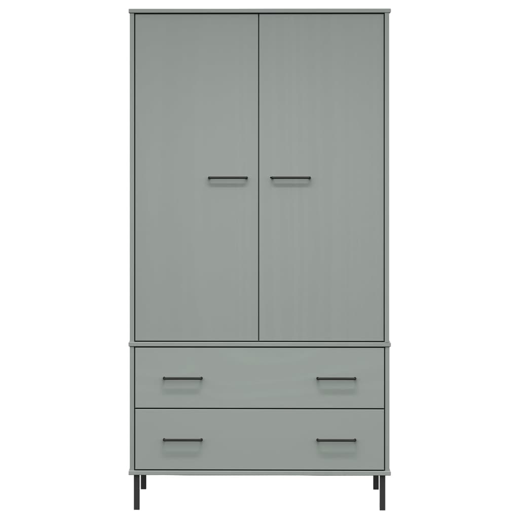 Kledingkast met metalen poten OSLO 90x55x172,5 cm hout grijs