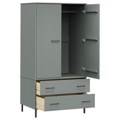 Kledingkast met metalen poten OSLO 90x55x172,5 cm hout grijs
