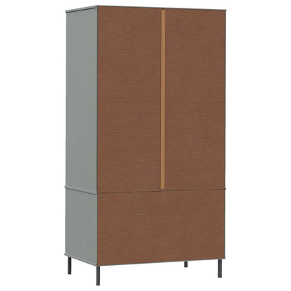 Kledingkast met metalen poten OSLO 90x55x172,5 cm hout grijs