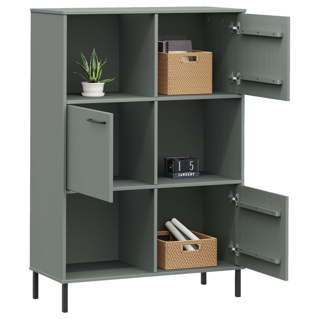 Boekenkast met metalen poten OSLO 90x35x128,5 cm hout grijs