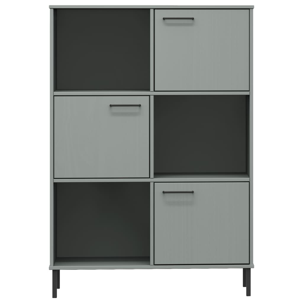 Boekenkast met metalen poten OSLO 90x35x128,5 cm hout grijs