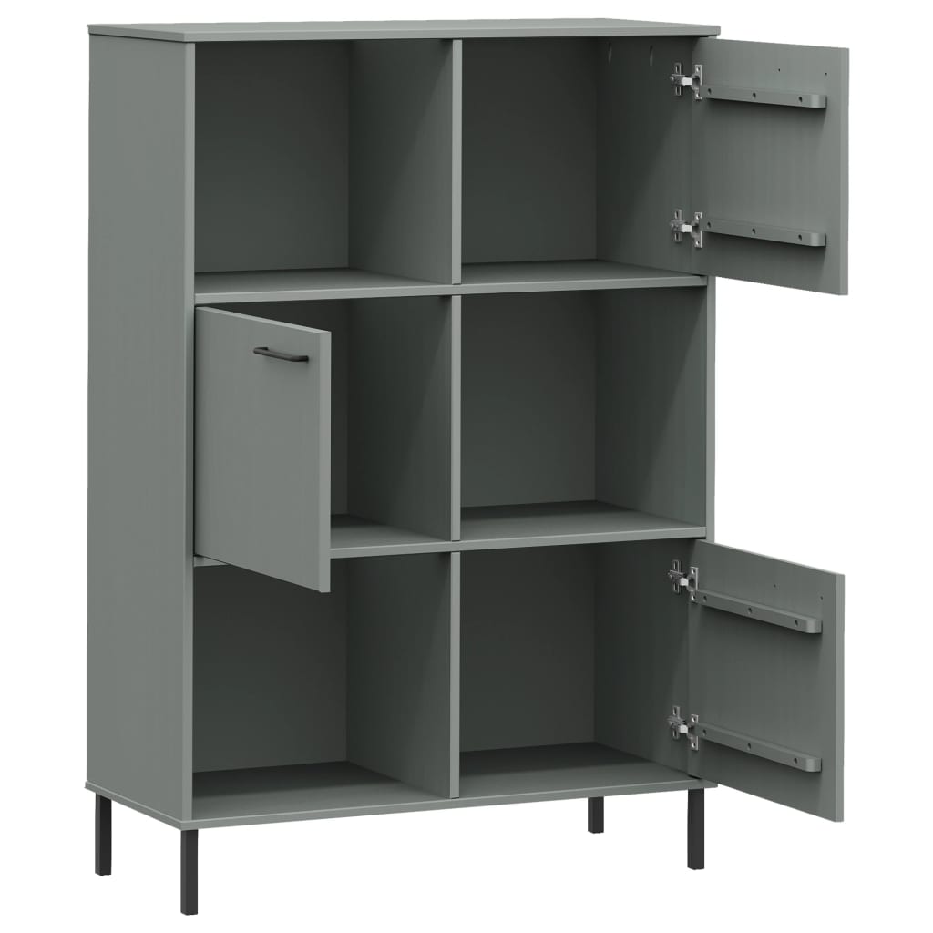 Boekenkast met metalen poten OSLO 90x35x128,5 cm hout grijs