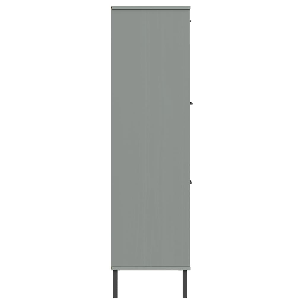 Boekenkast met metalen poten OSLO 90x35x128,5 cm hout grijs