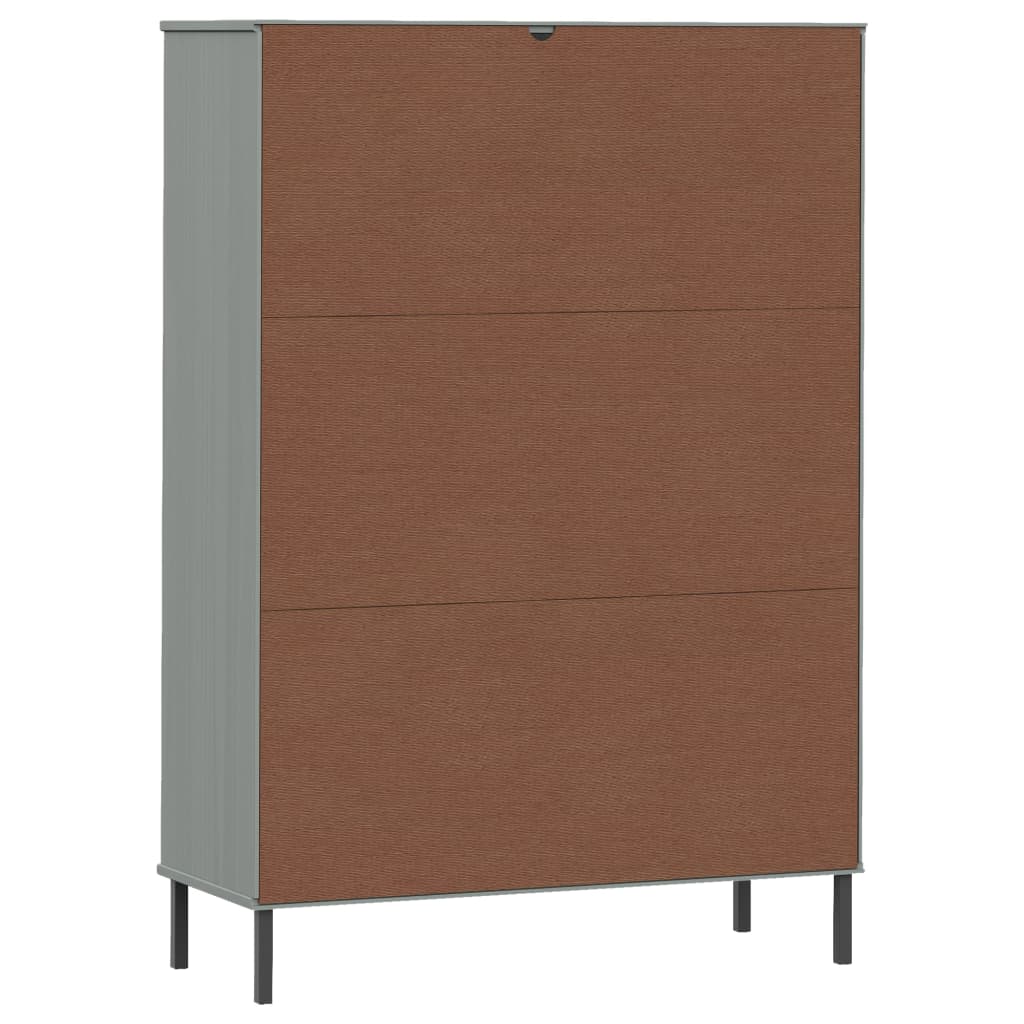 Boekenkast met metalen poten OSLO 90x35x128,5 cm hout grijs