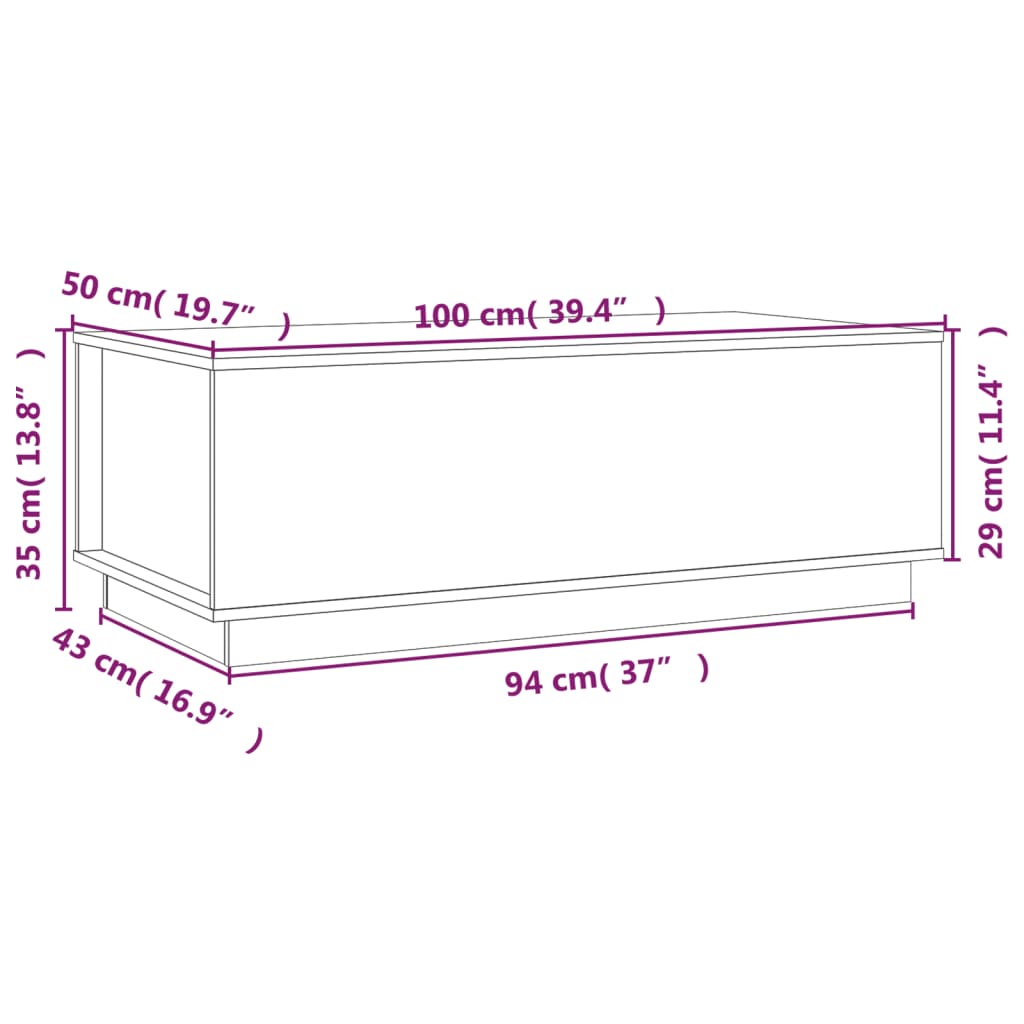 Salontafel 100x50x35 cm massief grenenhout grijs