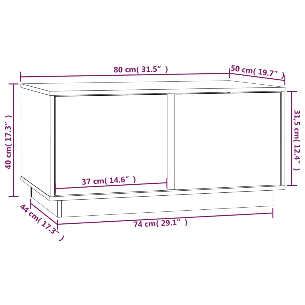 Salontafel 80x50x40 cm massief grenenhout grijs