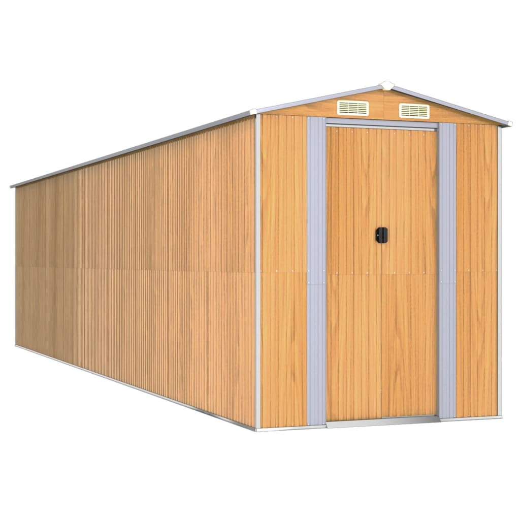 Tuinschuur 192x772x223 cm gegalvaniseerd staal lichtbruin