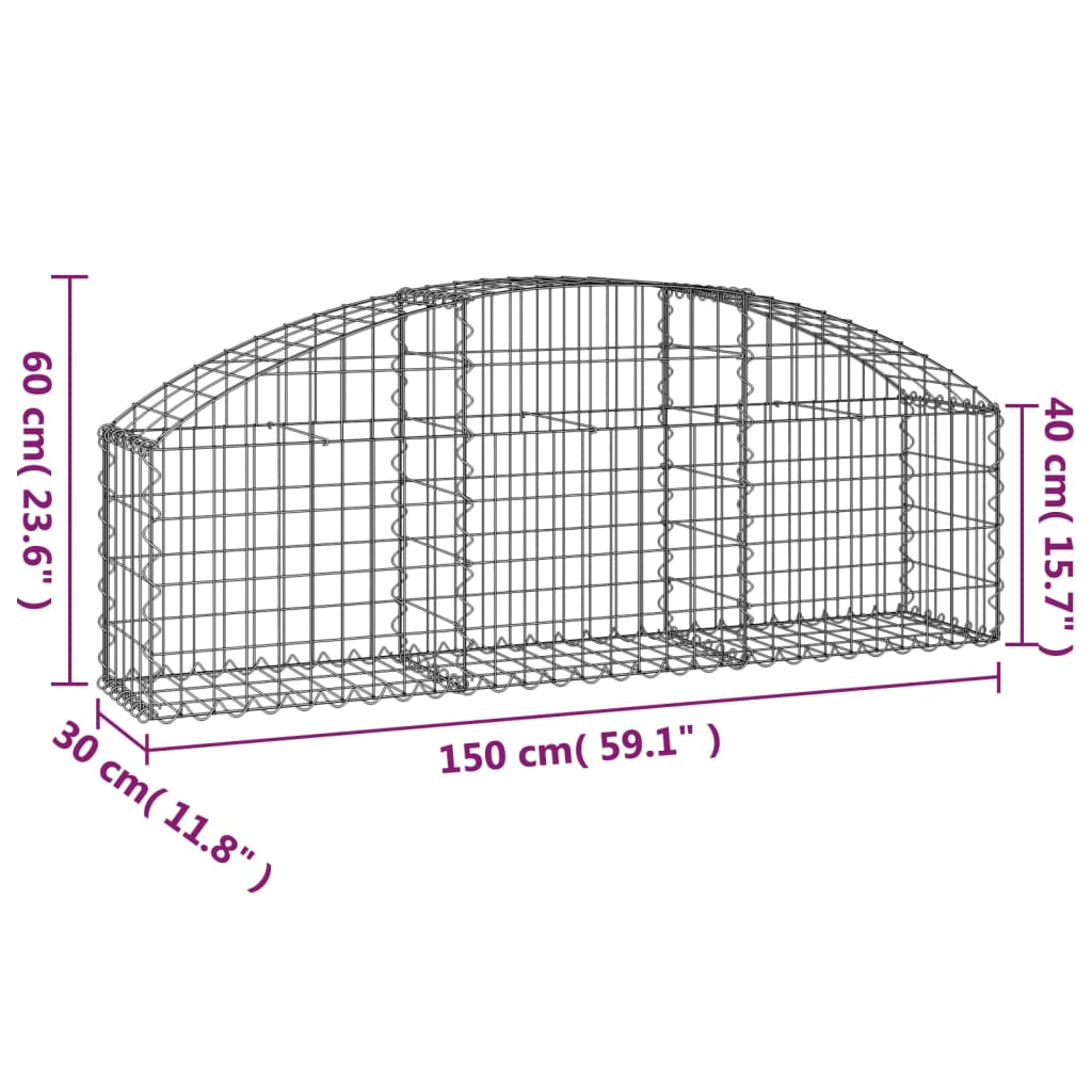 Schanskorf Gewelfd Gegalvaniseerd Ijzer 150 x 30 x 40/60 cm