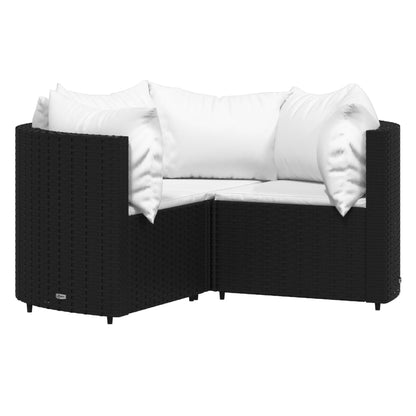4-delige Loungeset met kussens poly rattan zwart