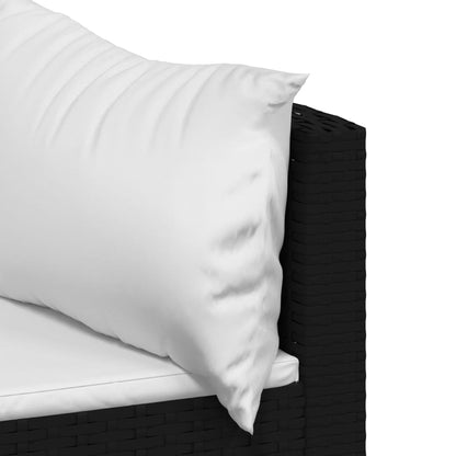 4-delige Loungeset met kussens poly rattan zwart