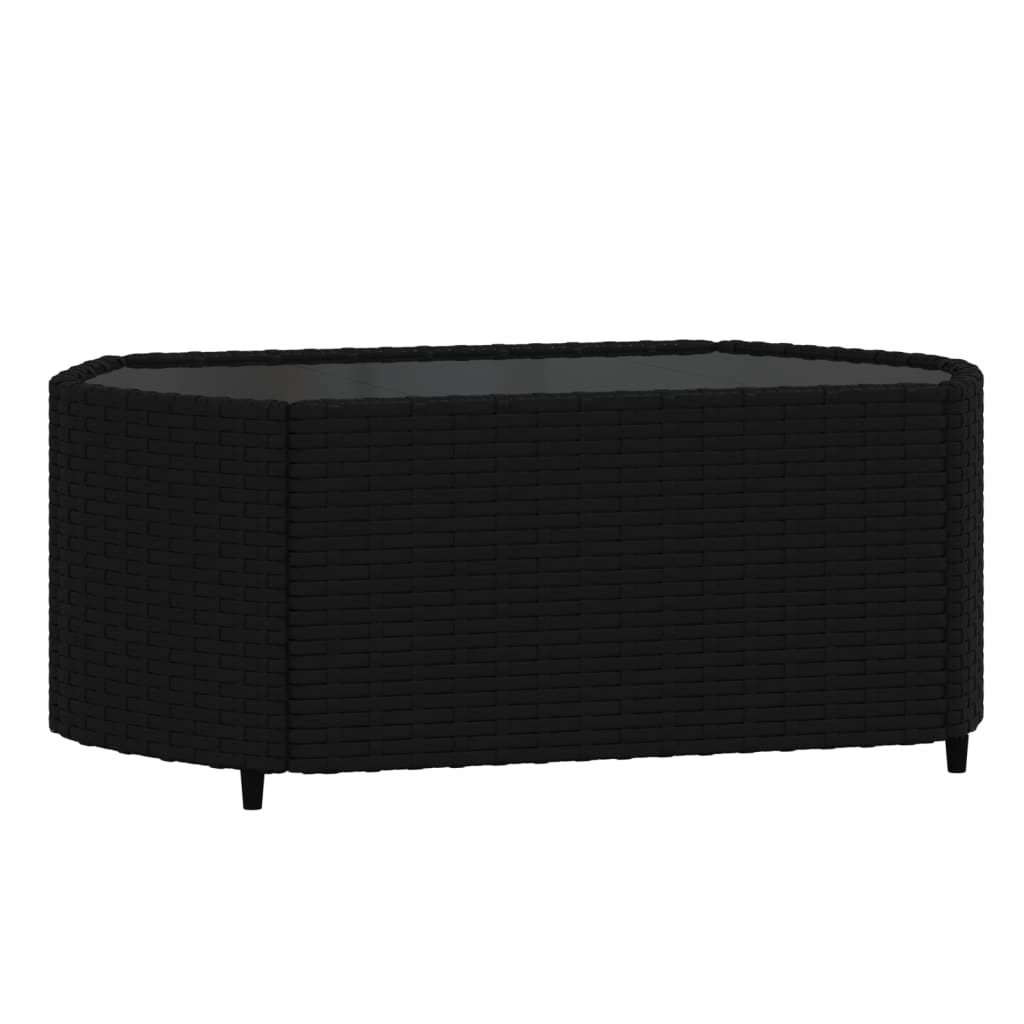 4-delige Loungeset met kussens poly rattan zwart