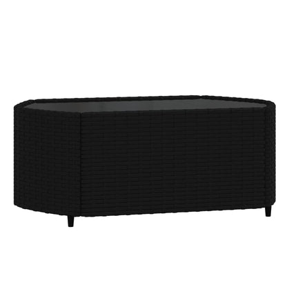 4-delige Loungeset met kussens poly rattan zwart