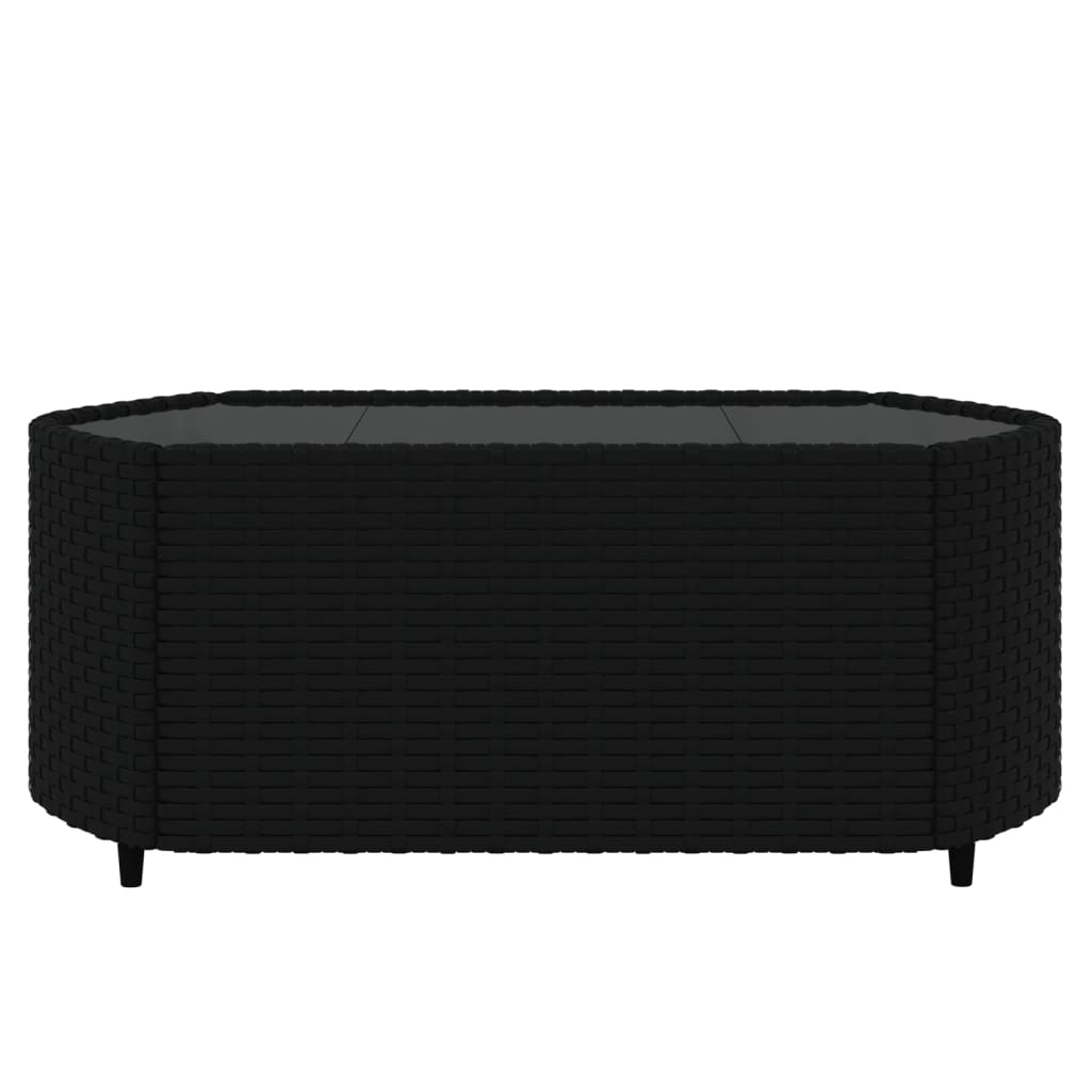 4-delige Loungeset met kussens poly rattan zwart