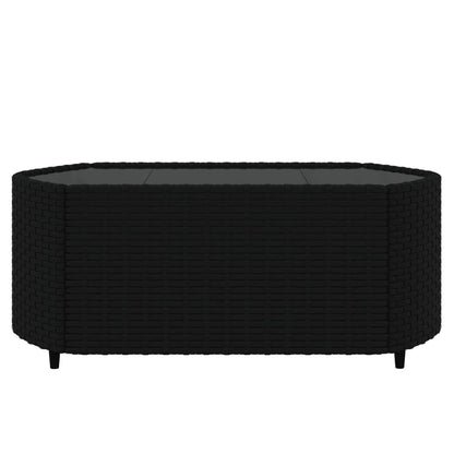 4-delige Loungeset met kussens poly rattan zwart