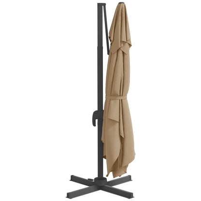 Zweefparasol met aluminium paal 300x300 cm taupe