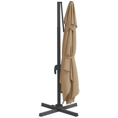 Zweefparasol met LED-verlichting 400x300 cm taupe