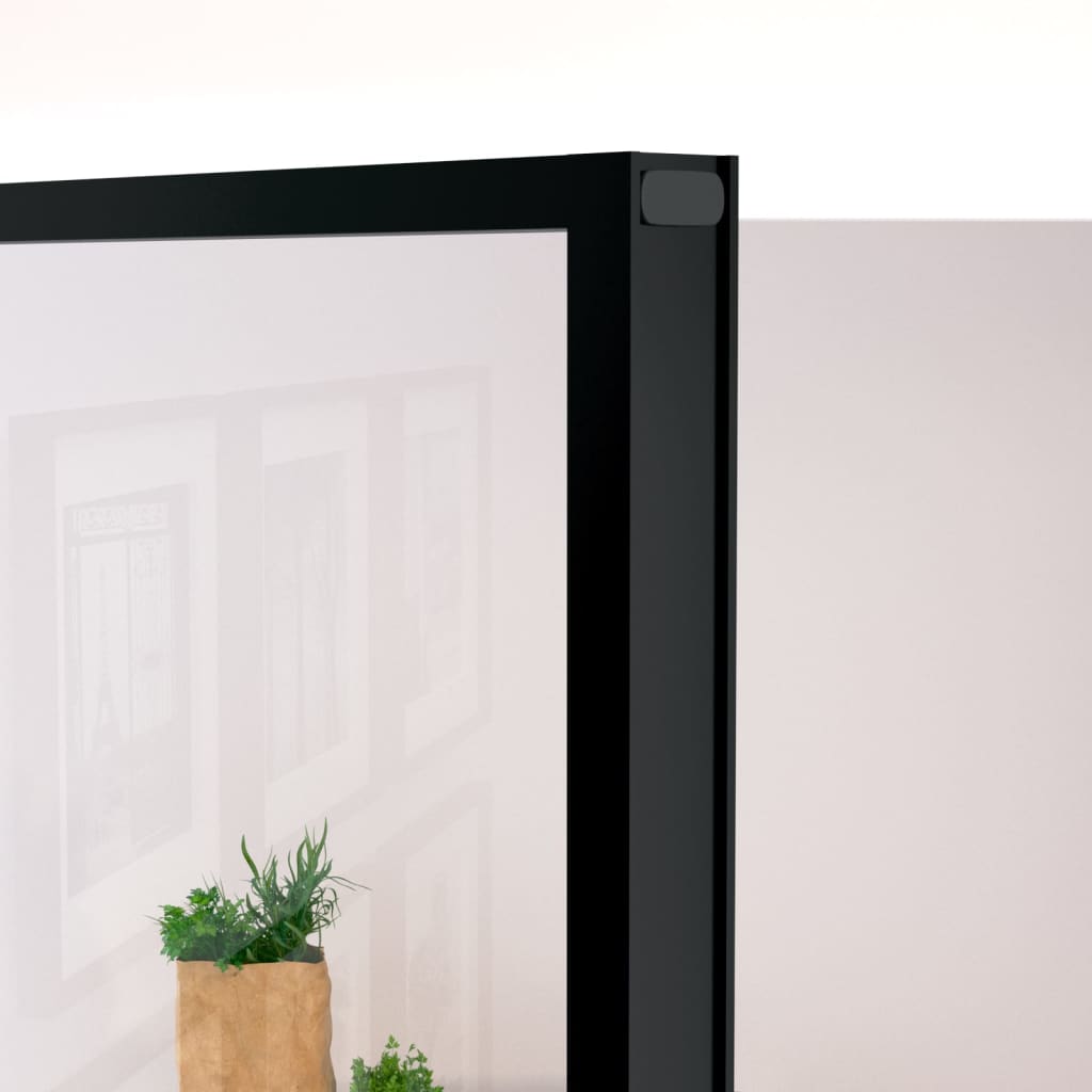 Binnendeur 76x201,5 cm gehard glas en aluminium smal zwart