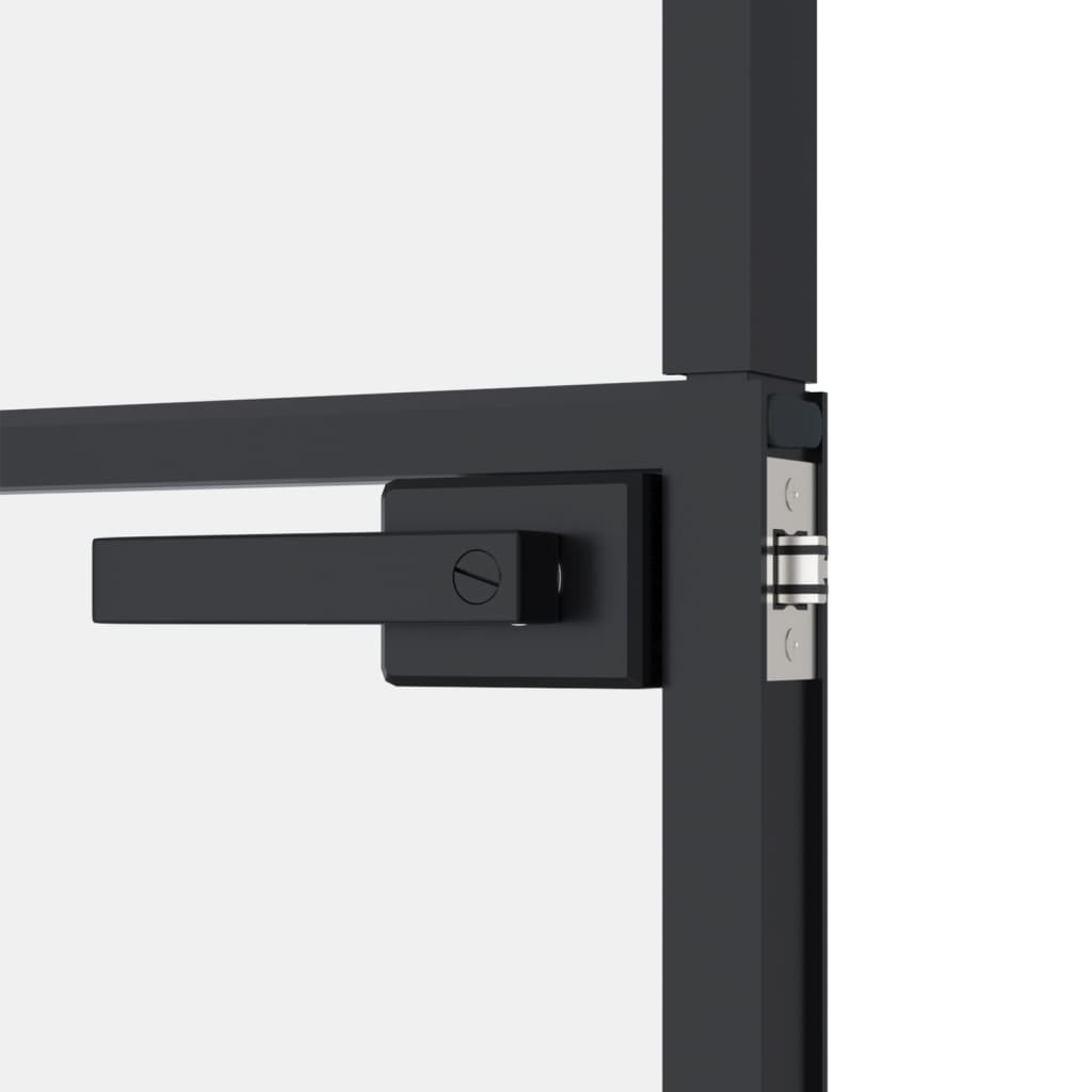 Binnendeur 76x201,5 cm gehard glas en aluminium smal zwart