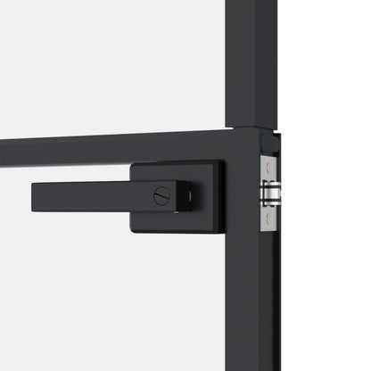 Binnendeur 76x201,5 cm gehard glas en aluminium smal zwart