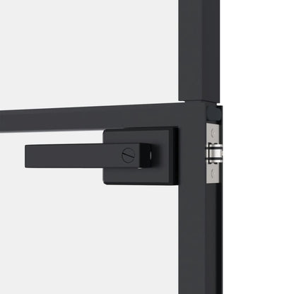 Binnendeur 83x201,5 cm gehard glas en aluminium smal zwart