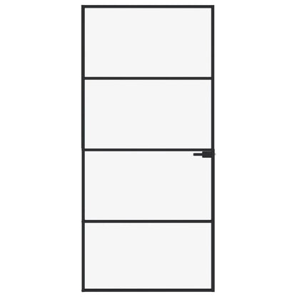 Binnendeur 93x201,5 cm gehard glas en aluminium smal zwart